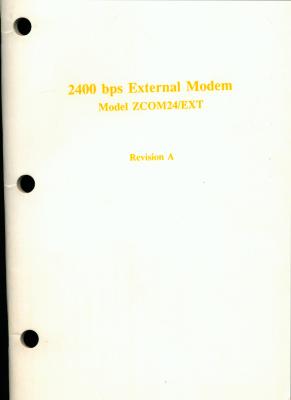 2400 bps External Modem Model ZCOM24/EXT Revision A Manual