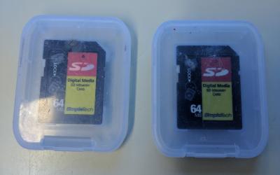 Two 64MB SimpleTech SD Cards