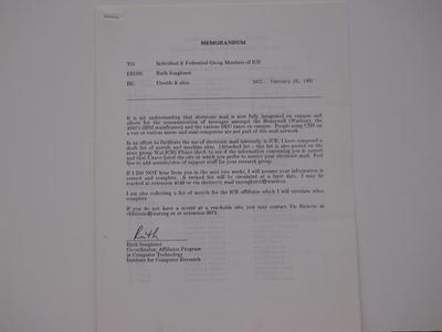 Photo of first page of memo