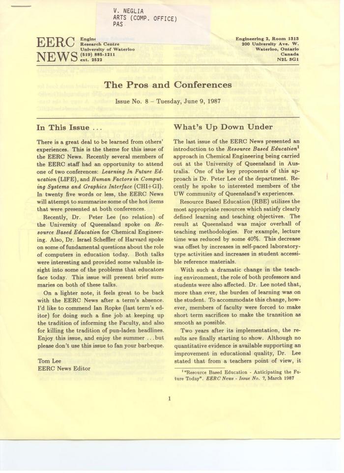 EERC News Issue No. 8: The Pros and Conferences