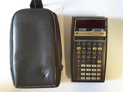Top view of the calculator with the bag