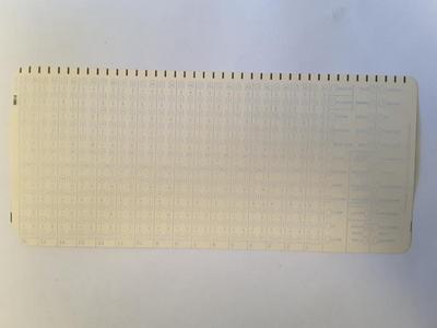 Front view of the punch card