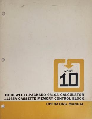 Hewlett-Packard 9810A Calculator - 11265A Cassette Memory Control Block Operating Manual cover