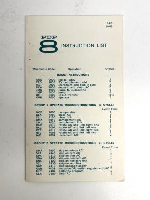 Front of instruction list